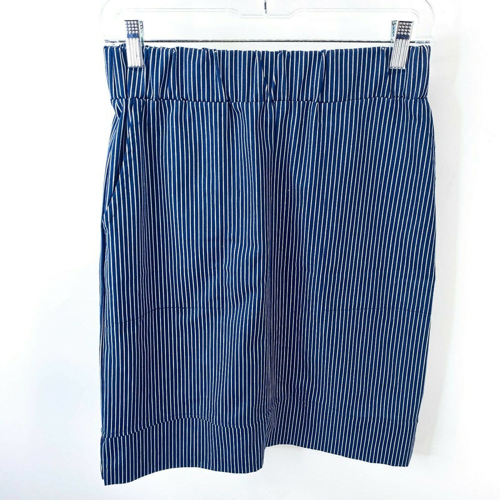 Garnish Womens Blue White Striped Elastic Waist Straight Skirt Size Small